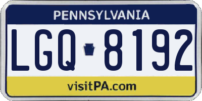 PA license plate LGQ8192