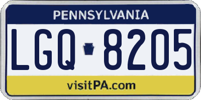 PA license plate LGQ8205