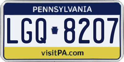 PA license plate LGQ8207
