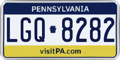 PA license plate LGQ8282
