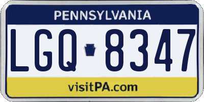 PA license plate LGQ8347