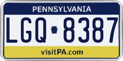 PA license plate LGQ8387