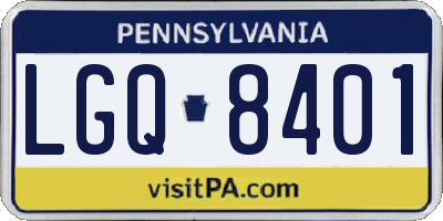PA license plate LGQ8401