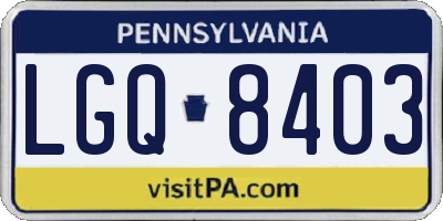 PA license plate LGQ8403