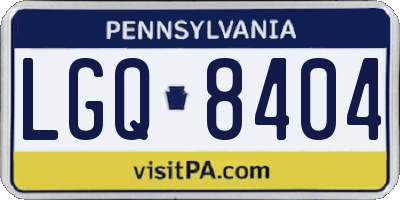 PA license plate LGQ8404