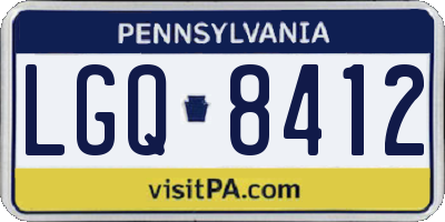 PA license plate LGQ8412