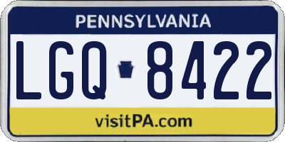 PA license plate LGQ8422