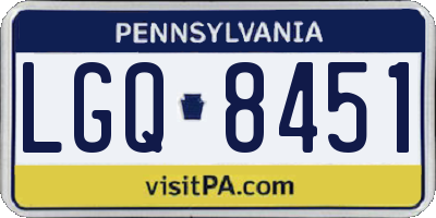 PA license plate LGQ8451