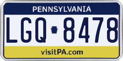 PA license plate LGQ8478