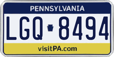PA license plate LGQ8494