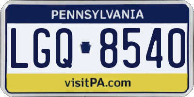 PA license plate LGQ8540