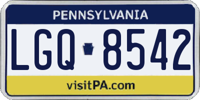 PA license plate LGQ8542