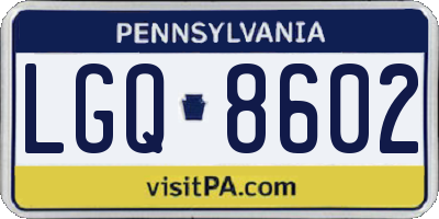 PA license plate LGQ8602
