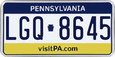 PA license plate LGQ8645