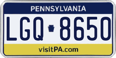 PA license plate LGQ8650
