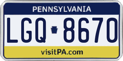 PA license plate LGQ8670