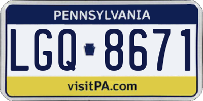 PA license plate LGQ8671