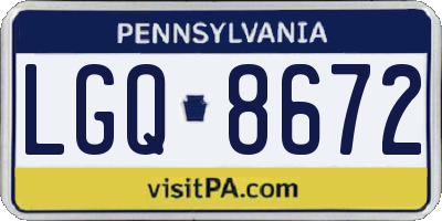 PA license plate LGQ8672
