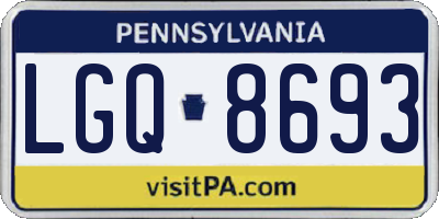 PA license plate LGQ8693