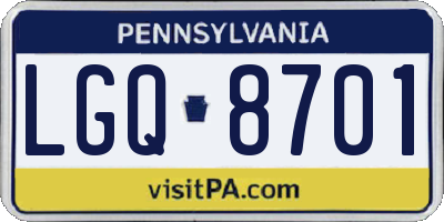PA license plate LGQ8701