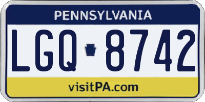PA license plate LGQ8742