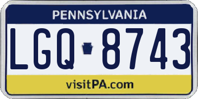 PA license plate LGQ8743