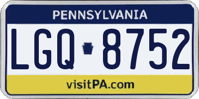 PA license plate LGQ8752