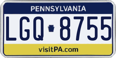PA license plate LGQ8755