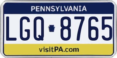 PA license plate LGQ8765
