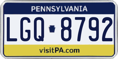 PA license plate LGQ8792
