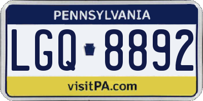 PA license plate LGQ8892