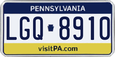 PA license plate LGQ8910