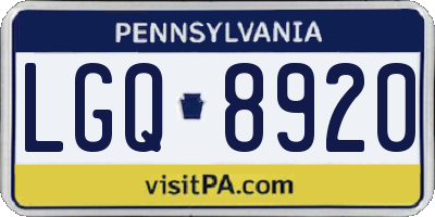 PA license plate LGQ8920