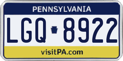 PA license plate LGQ8922