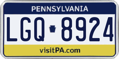 PA license plate LGQ8924
