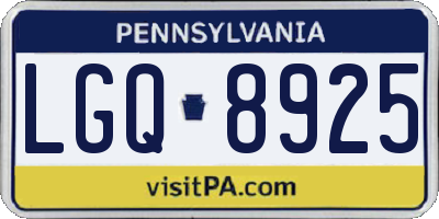 PA license plate LGQ8925