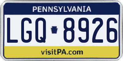 PA license plate LGQ8926