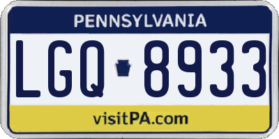 PA license plate LGQ8933