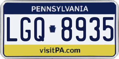 PA license plate LGQ8935
