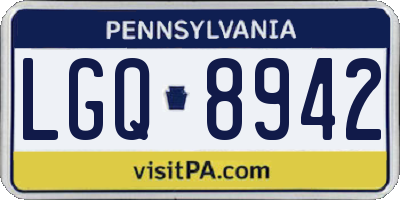 PA license plate LGQ8942