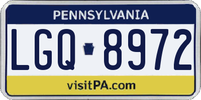 PA license plate LGQ8972
