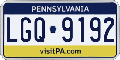 PA license plate LGQ9192