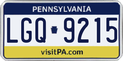 PA license plate LGQ9215