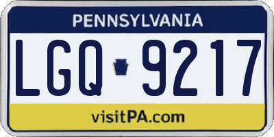 PA license plate LGQ9217
