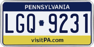 PA license plate LGQ9231