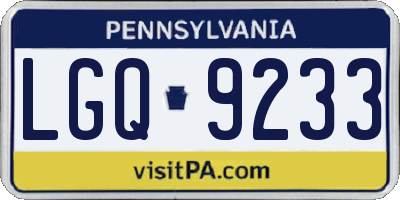 PA license plate LGQ9233