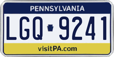 PA license plate LGQ9241