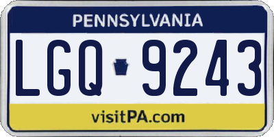PA license plate LGQ9243