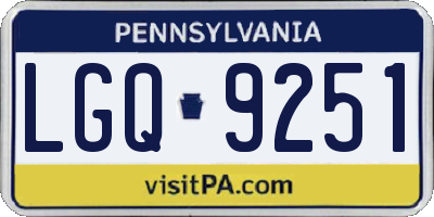 PA license plate LGQ9251