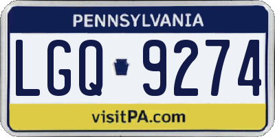 PA license plate LGQ9274